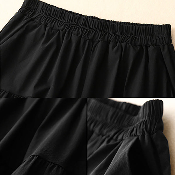 Buddha Stones Luźne, gładkie, damskie, bawełniane, elastyczne, szerokie nogawki, długość 7-8, z kieszeniami - image 11