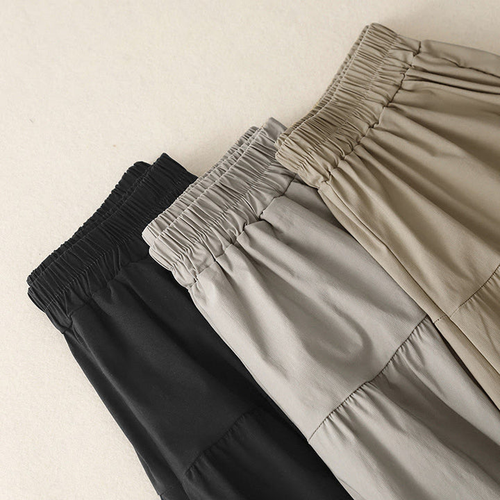 Buddha Stones Luźne, gładkie, damskie, bawełniane, elastyczne, szerokie nogawki, długość 7-8, z kieszeniami - image 15