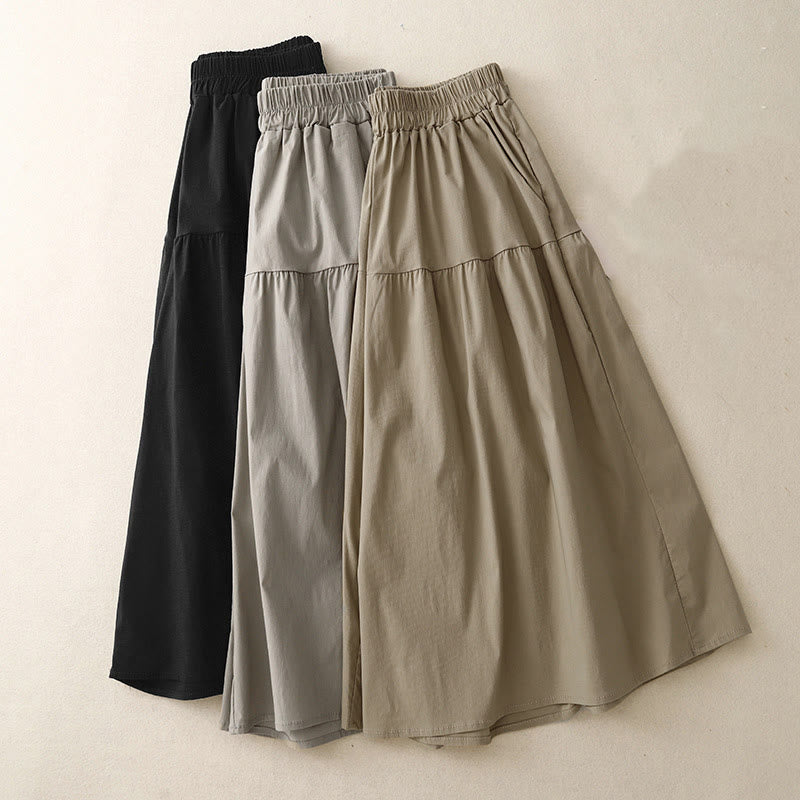 Buddha Stones Luźne, gładkie, damskie, bawełniane, elastyczne, szerokie nogawki, długość 7-8, z kieszeniami - image 14