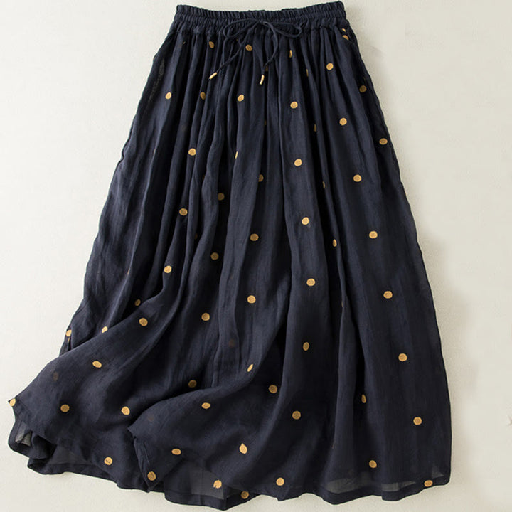 Spódnica plisowana damska w artystyczny wzór w kropki z Buddha Stones - MidnightBlue - US8-10，UK/AU12-14，EU40-42 (2XL) - image 14