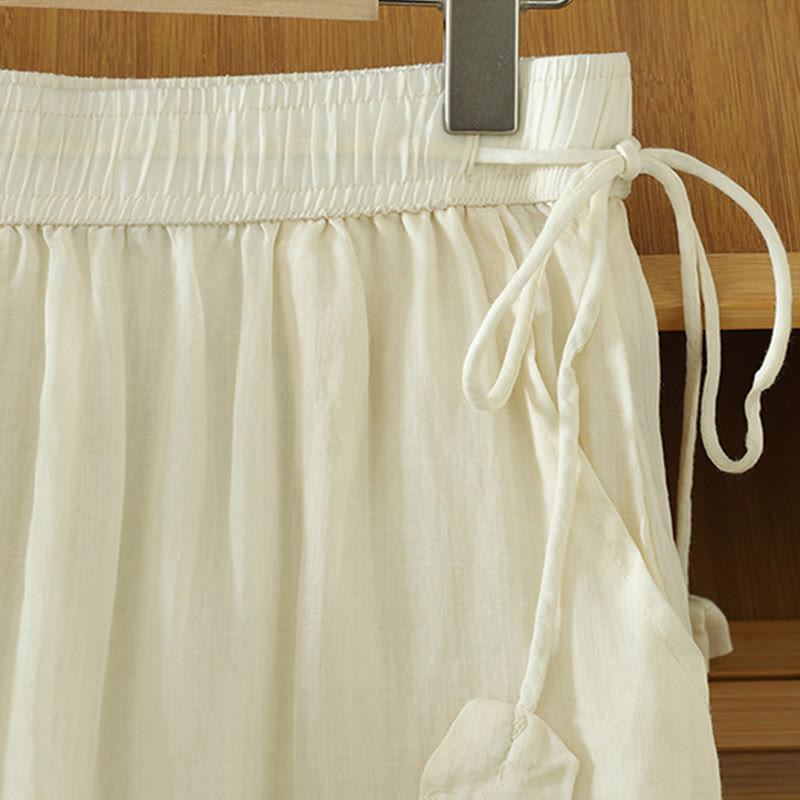 Buddha Stones, swobodne, gładkie, podszyte, elastyczne, damskie, poliestrowe, szerokie spodnie z kieszeniami - image 1