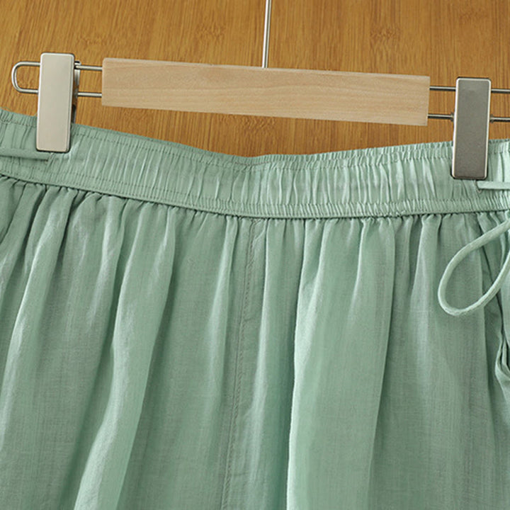 Buddha Stones, swobodne, gładkie, podszyte, elastyczne, damskie, poliestrowe, szerokie spodnie z kieszeniami - image 15