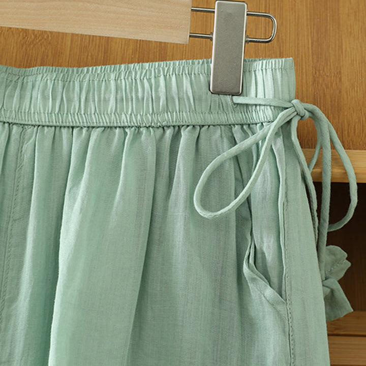 Buddha Stones, swobodne, gładkie, podszyte, elastyczne, damskie, poliestrowe, szerokie spodnie z kieszeniami - image 16