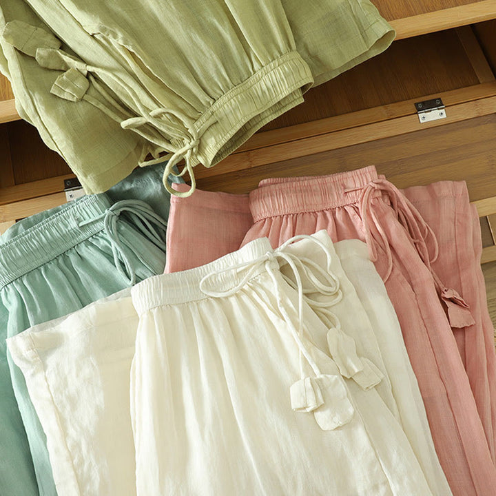 Buddha Stones, swobodne, gładkie, podszyte, elastyczne, damskie, poliestrowe, szerokie spodnie z kieszeniami - image 24