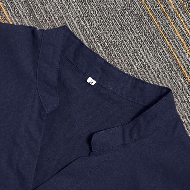 Koszula damska z bawełny i lnu Buddha Stones Summer Casual Plain Breasted Collared Short Sleeve - image 2