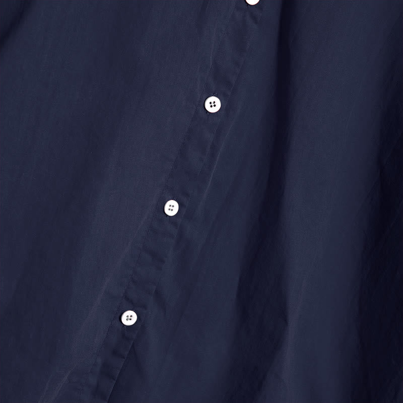 Koszula damska z bawełny i lnu Buddha Stones Summer Casual Plain Breasted Collared Short Sleeve - image 4