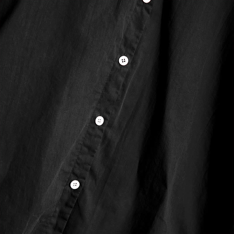 Koszula damska z bawełny i lnu Buddha Stones Summer Casual Plain Breasted Collared Short Sleeve - image 10