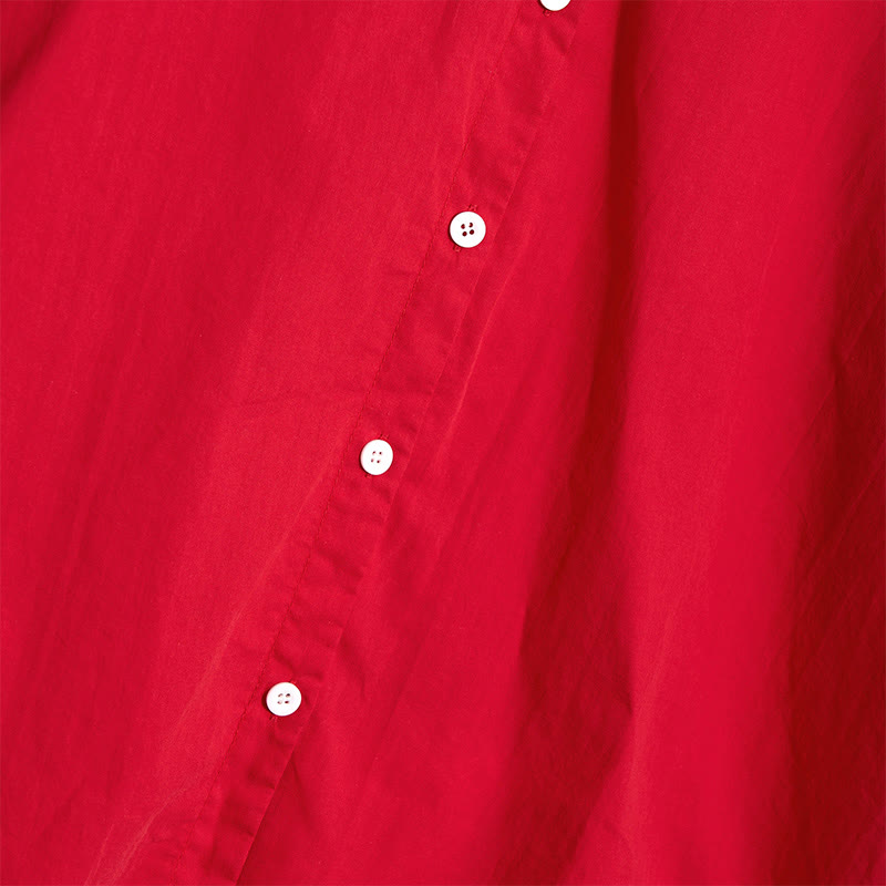 Koszula damska z bawełny i lnu Buddha Stones Summer Casual Plain Breasted Collared Short Sleeve - image 16