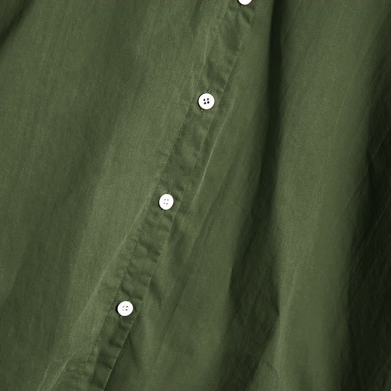 Koszula damska z bawełny i lnu Buddha Stones Summer Casual Plain Breasted Collared Short Sleeve - image 22