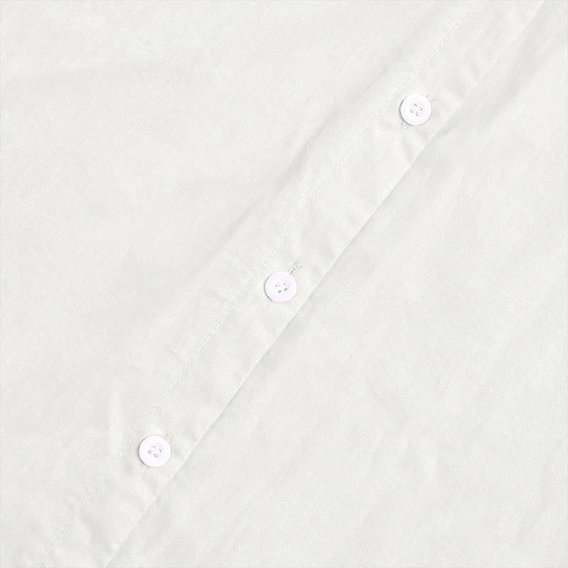 Koszula damska z bawełny i lnu Buddha Stones Summer Casual Plain Breasted Collared Short Sleeve - image 33