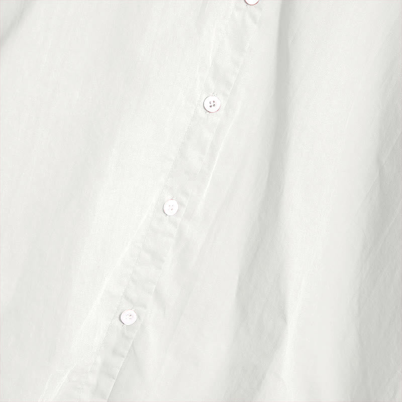 Koszula damska z bawełny i lnu Buddha Stones Summer Casual Plain Breasted Collared Short Sleeve - image 34