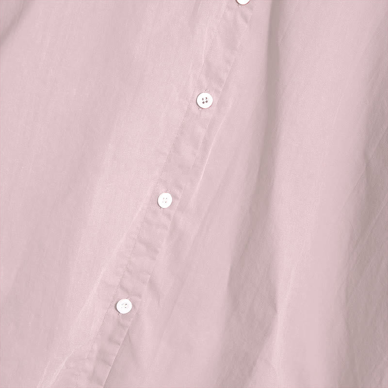 Koszula damska z bawełny i lnu Buddha Stones Summer Casual Plain Breasted Collared Short Sleeve - image 40