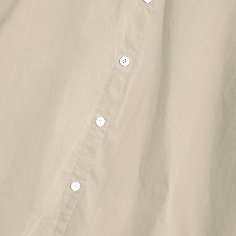 Koszula damska z bawełny i lnu Buddha Stones Summer Casual Plain Breasted Collared Short Sleeve - image 52