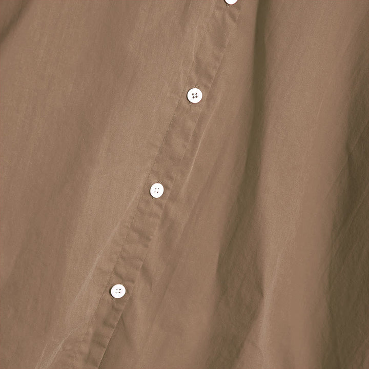 Koszula damska z bawełny i lnu Buddha Stones Summer Casual Plain Breasted Collared Short Sleeve - image 58