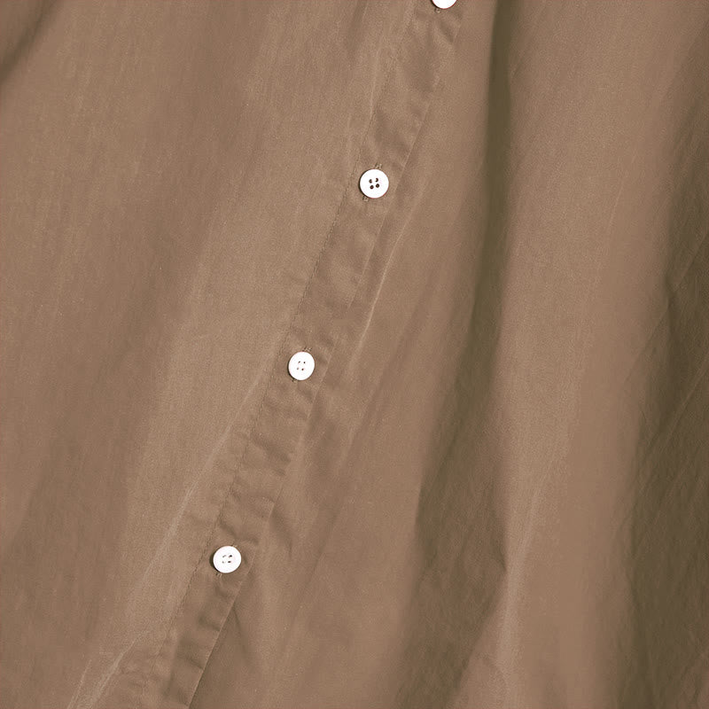 Koszula damska z bawełny i lnu Buddha Stones Summer Casual Plain Breasted Collared Short Sleeve - image 58