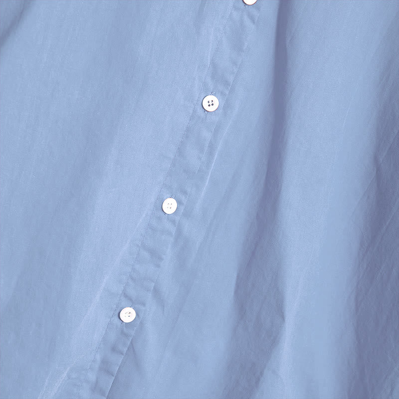 Koszula damska z bawełny i lnu Buddha Stones Summer Casual Plain Breasted Collared Short Sleeve - image 64