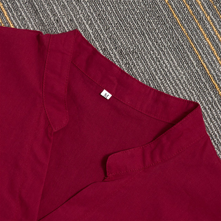 Koszula damska z bawełny i lnu Buddha Stones Summer Casual Plain Breasted Collared Short Sleeve - image 68