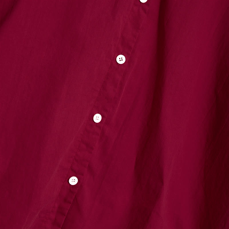 Koszula damska z bawełny i lnu Buddha Stones Summer Casual Plain Breasted Collared Short Sleeve - image 70