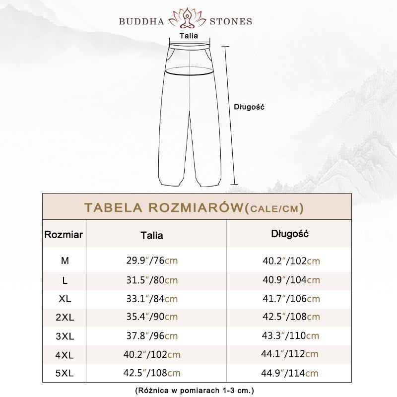 Spodnie męskie z kieszeniami i ściągaczem z bawełny Buddha Stones w jednolitym kolorze - image 3