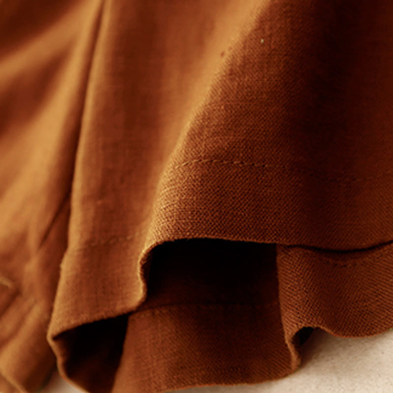 Buddha Stones Letnie Casualowe Plisowane Gładkie Bawełniane Lniane Damskie Szorty Z Kieszeniami - image 2