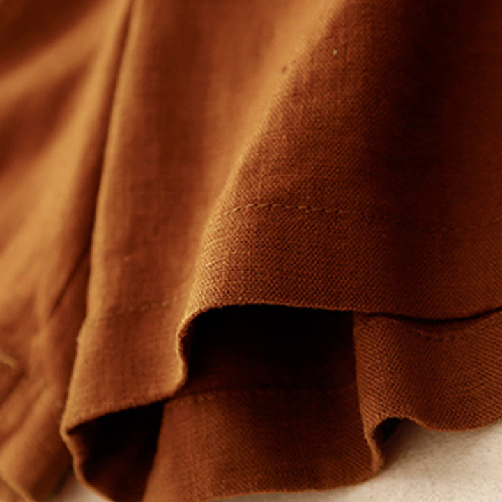 Buddha Stones Letnie Casualowe Plisowane Gładkie Bawełniane Lniane Damskie Szorty Z Kieszeniami - image 2