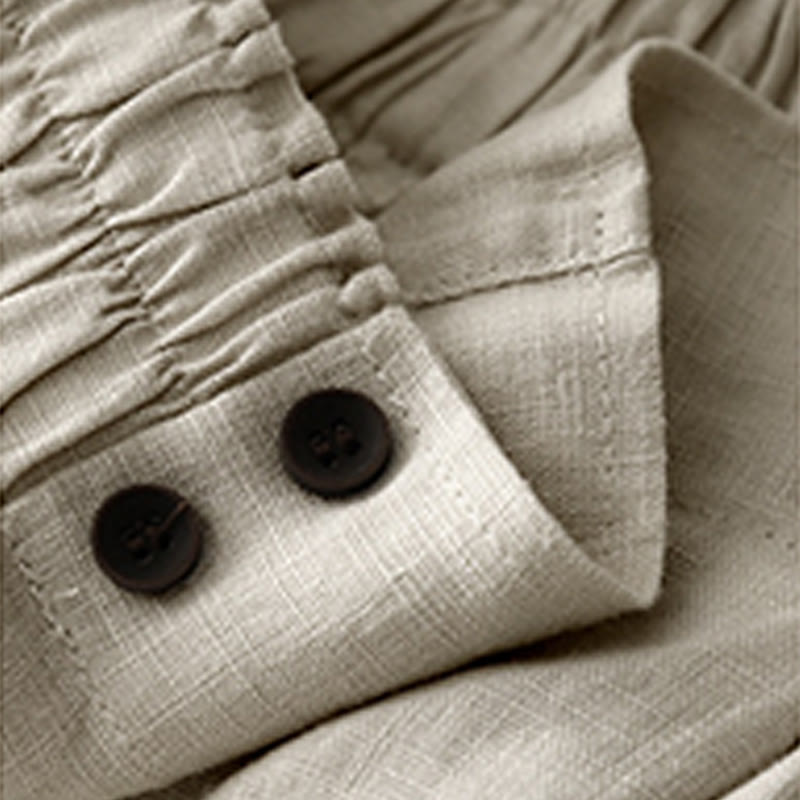 Buddha Stones Letnie Casualowe Plisowane Gładkie Bawełniane Lniane Damskie Szorty Z Kieszeniami - image 18