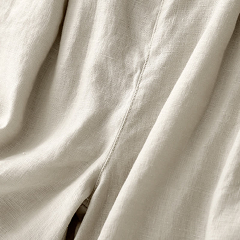 Buddha Stones Letnie Casualowe Plisowane Gładkie Bawełniane Lniane Damskie Szorty Z Kieszeniami - image 21