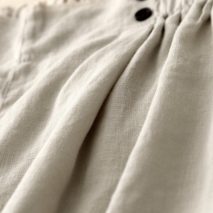 Buddha Stones Letnie Casualowe Plisowane Gładkie Bawełniane Lniane Damskie Szorty Z Kieszeniami - image 20