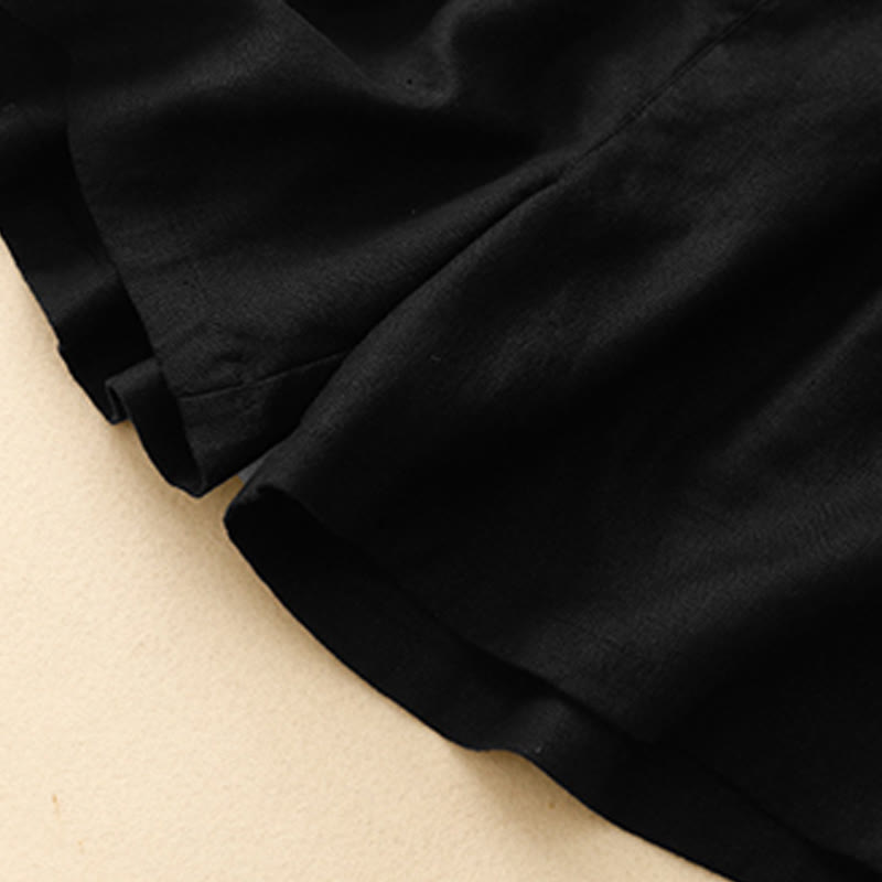 Buddha Stones Letnie Casualowe Plisowane Gładkie Bawełniane Lniane Damskie Szorty Z Kieszeniami - image 26