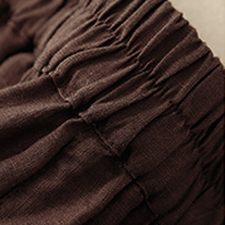 Buddha Stones Letnie swobodne gładkie bawełniane lniane damskie elastyczne proste szorty z kieszeniami - image 8