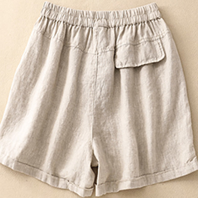 Damskie szorty z elastycznymi, prostymi nogawkami i kieszeniami Buddha Stones Summer Casual Plain - image 13