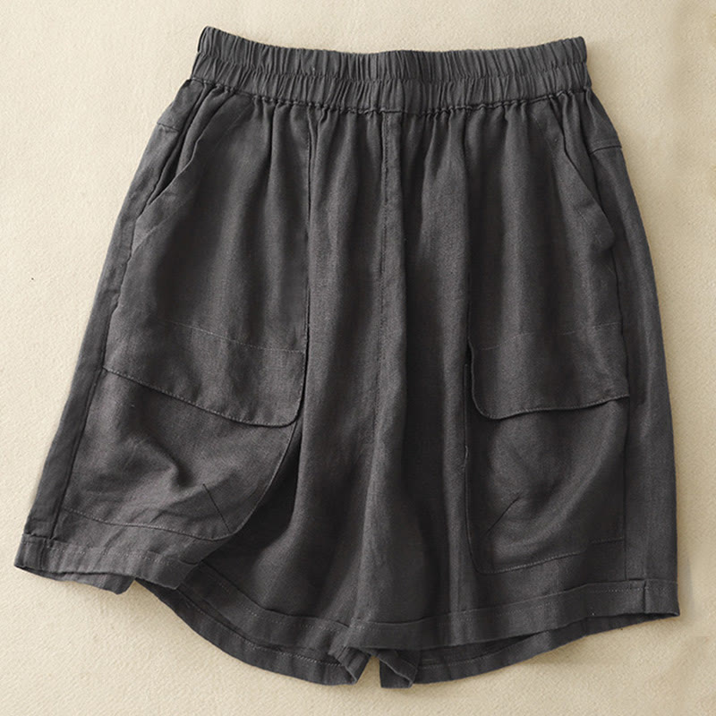 Damskie szorty z elastycznymi, prostymi nogawkami i kieszeniami Buddha Stones Summer Casual Plain - DimGray - US12, UK/AU16, EU44 (2XL) - image 21