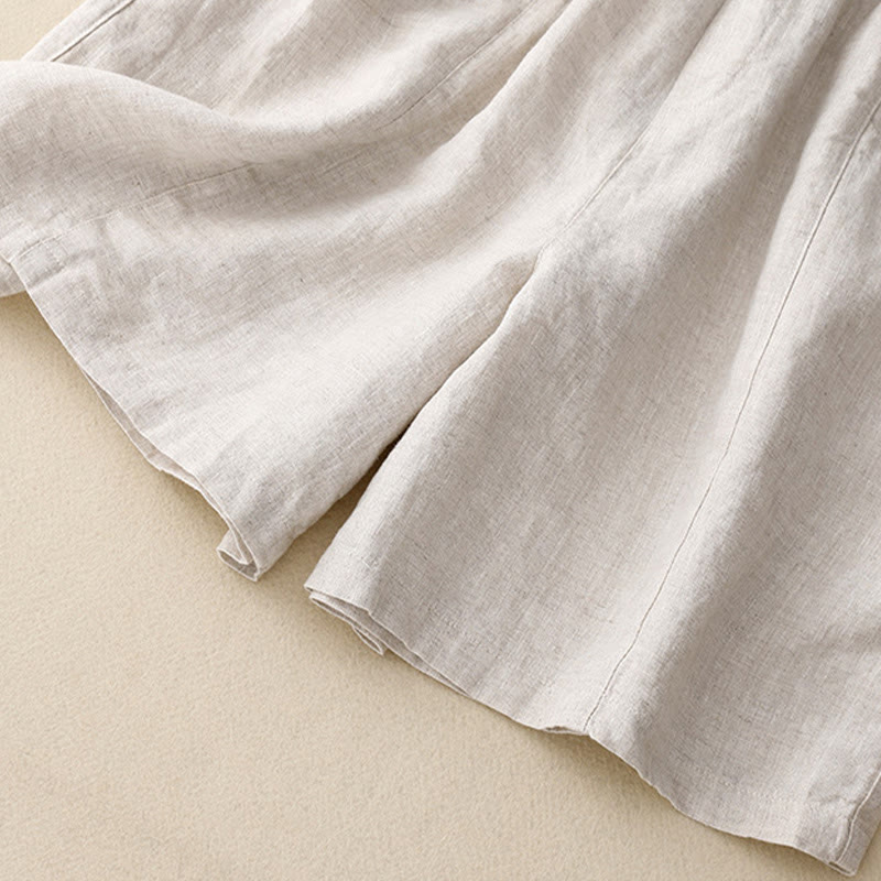 Buddha Stones Letnie Casualowe Guziki Gładka Bawełna Damskie Szorty Z Kieszeniami - image 12