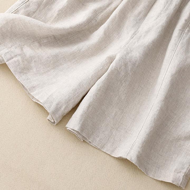 Buddha Stones Letnie Casualowe Guziki Gładka Bawełna Damskie Szorty Z Kieszeniami - image 12