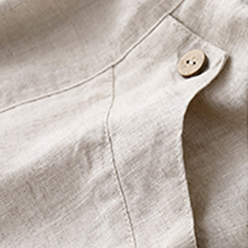 Buddha Stones Letnie Casualowe Guziki Gładka Bawełna Damskie Szorty Z Kieszeniami - image 9