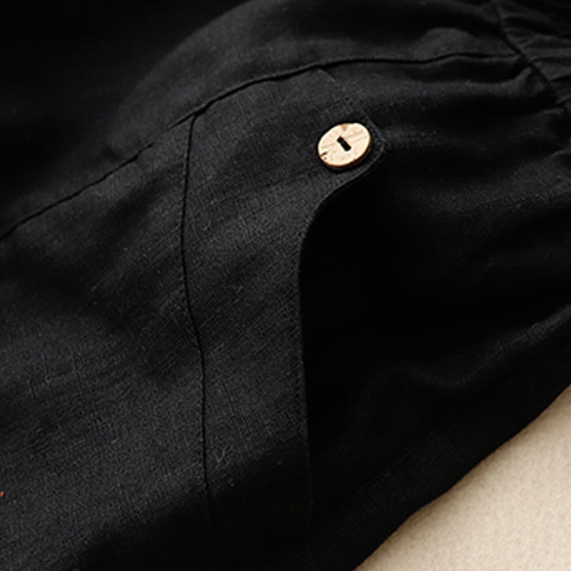 Buddha Stones Letnie Casualowe Guziki Gładka Bawełna Damskie Szorty Z Kieszeniami - image 23