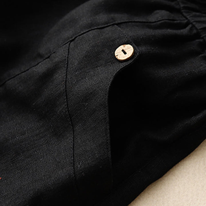 Buddha Stones Letnie Casualowe Guziki Gładka Bawełna Damskie Szorty Z Kieszeniami - image 23