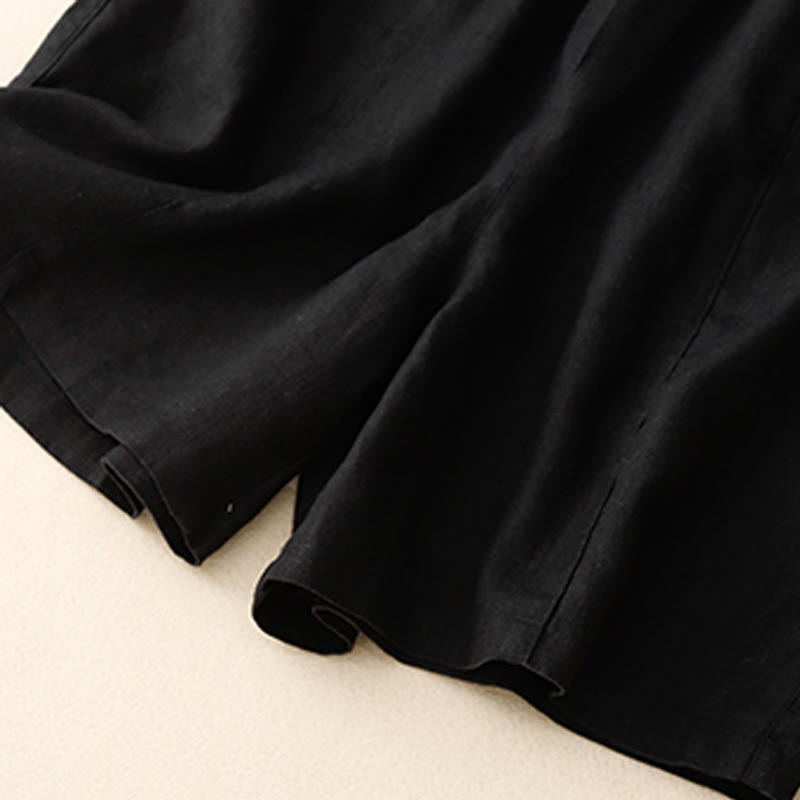 Buddha Stones Letnie Casualowe Guziki Gładka Bawełna Damskie Szorty Z Kieszeniami - image 24