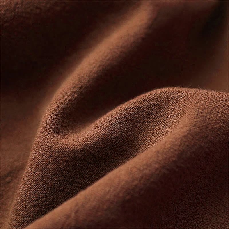 Buddha Stones Casual Lato Czysty Kolor Żakard Guziki Okrągły Dekolt Bawełna Damska Koszulka Z Krótkim Rękawem - image 29