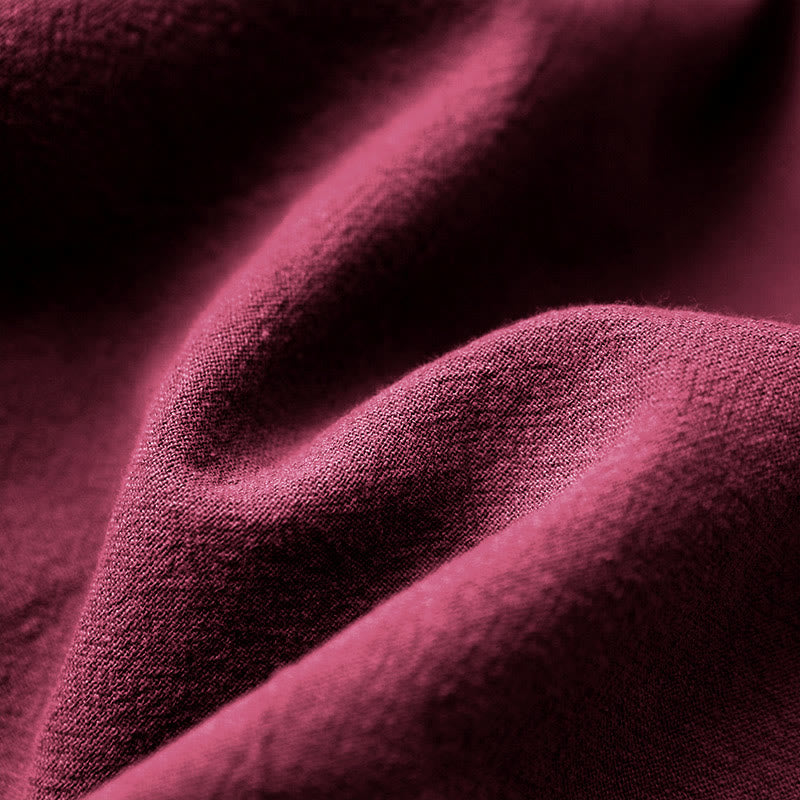 Buddha Stones Casual Lato Czysty Kolor Żakard Guziki Okrągły Dekolt Bawełna Damska Koszulka Z Krótkim Rękawem - image 34