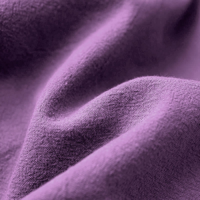 Buddha Stones Casual Lato Czysty Kolor Żakard Guziki Okrągły Dekolt Bawełna Damska Koszulka Z Krótkim Rękawem - image 44