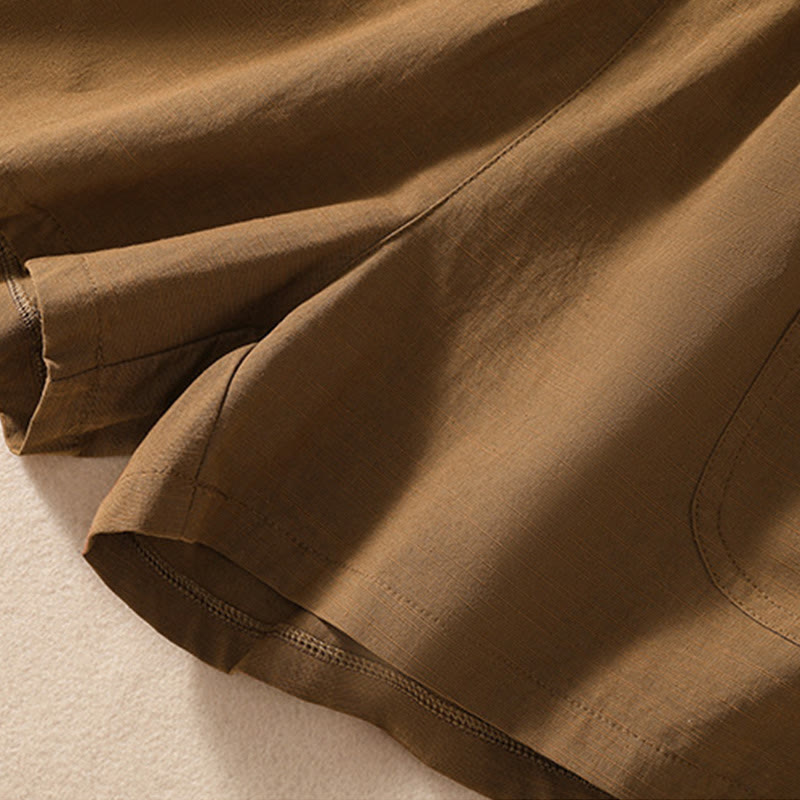 Buddha Stones Letnie Luźne Elastyczne Paski Gładkie Damskie Szorty Poliestrowe Z Kieszeniami - image 2