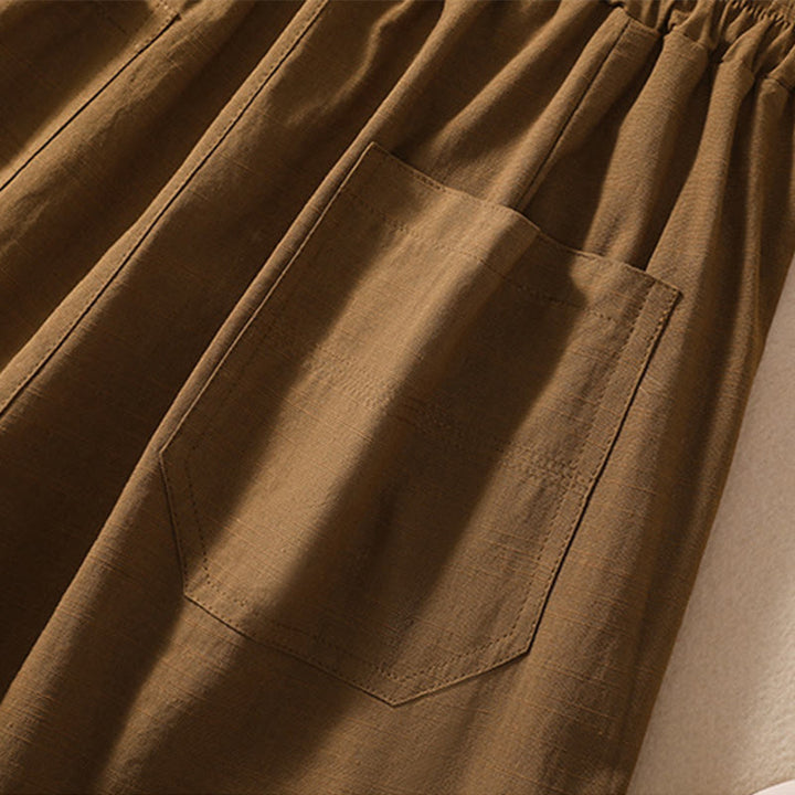 Buddha Stones Letnie Luźne Elastyczne Paski Gładkie Damskie Szorty Poliestrowe Z Kieszeniami - image 6