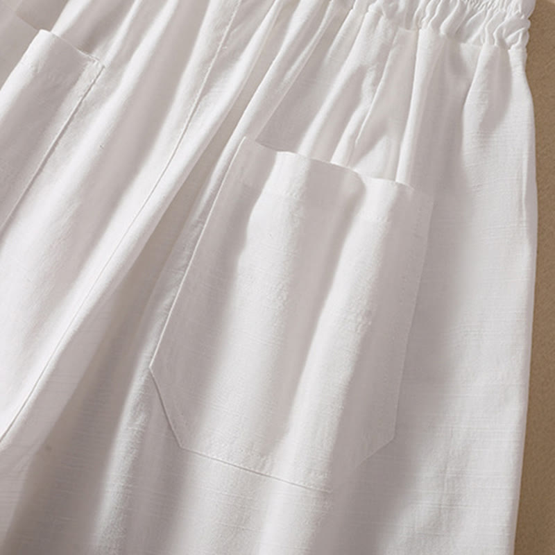 Buddha Stones Letnie Luźne Elastyczne Paski Gładkie Damskie Szorty Poliestrowe Z Kieszeniami - image 10