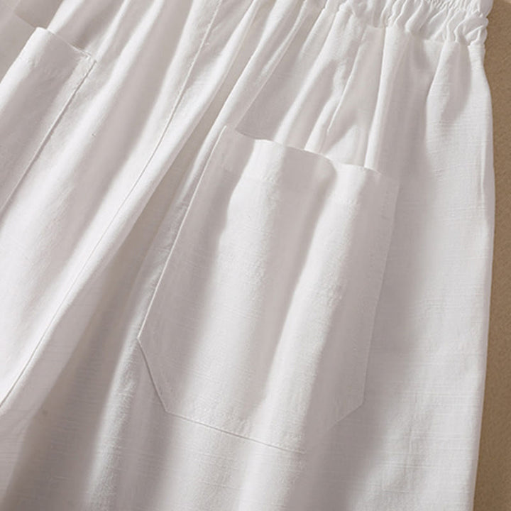 Buddha Stones Letnie Luźne Elastyczne Paski Gładkie Damskie Szorty Poliestrowe Z Kieszeniami - image 10