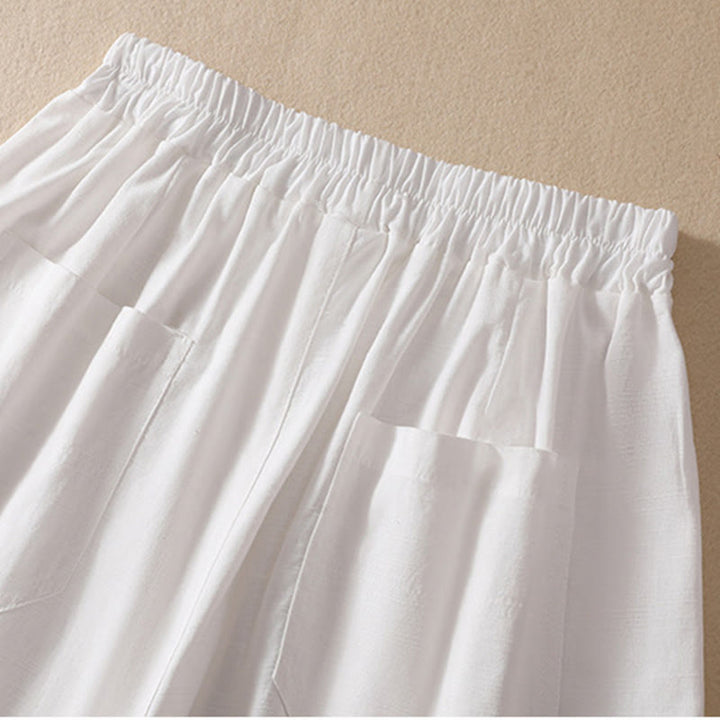 Buddha Stones Letnie Luźne Elastyczne Paski Gładkie Damskie Szorty Poliestrowe Z Kieszeniami - image 12