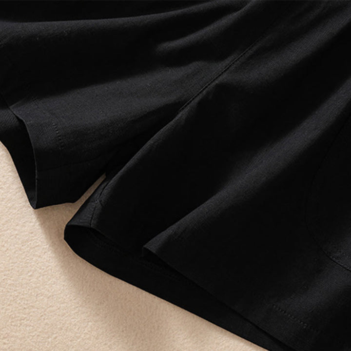 Buddha Stones Letnie Luźne Elastyczne Paski Gładkie Damskie Szorty Poliestrowe Z Kieszeniami - image 16