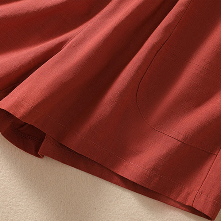 Buddha Stones Letnie Luźne Elastyczne Paski Gładkie Damskie Szorty Poliestrowe Z Kieszeniami - image 23