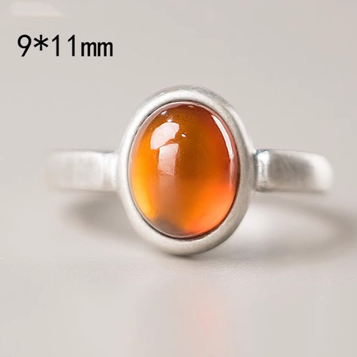 Buddha Stones Naturalne 925 Srebro Sterling Granat Regulowany Wkładany Spokojny Pierścień