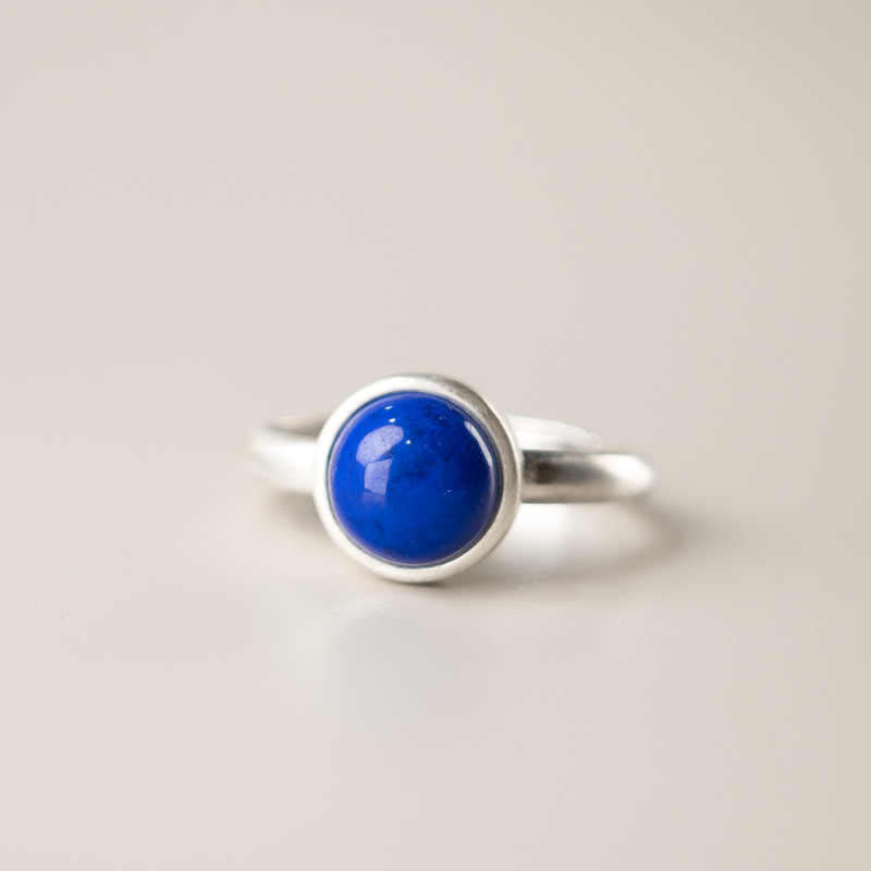 Pierścionek balansowy z naturalnym, regulowanym lazurytem z lapis lazuli i srebra próby 925 z Buddha Stones - image 2
